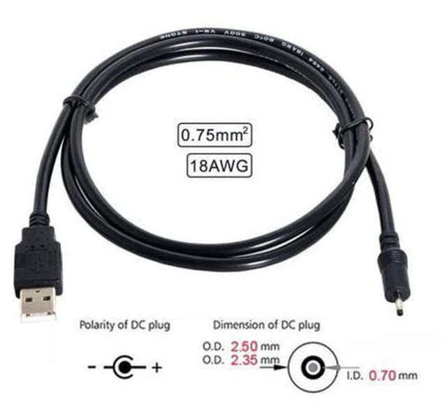 Alt view image 5 of 7 - SM 18AWG 0.75mm*2 USB 2.0 A Type Male to DC 2.50mm 2.35mm 0.7mm Power Plug 5V Cable 100cm