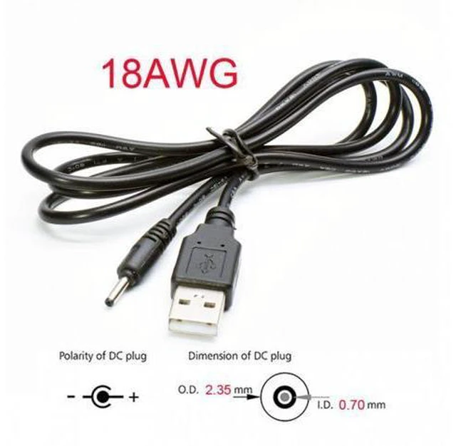 Alt view image 6 of 7 - SM 18AWG 0.75mm*2 USB 2.0 A Type Male to DC 2.50mm 2.35mm 0.7mm Power Plug 5V Cable 100cm