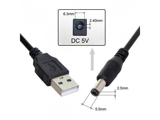 Alt view image 5 of 7 - SM USB 2.0 A Type Male to 5.5 x 2.5mm DC 5V Power Plug Barrel Connector Charge Cable 100cm