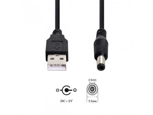 Alt view image 6 of 7 - SM USB 2.0 A Type Male to 5.5 x 2.5mm DC 5V Power Plug Barrel Connector Charge Cable 100cm