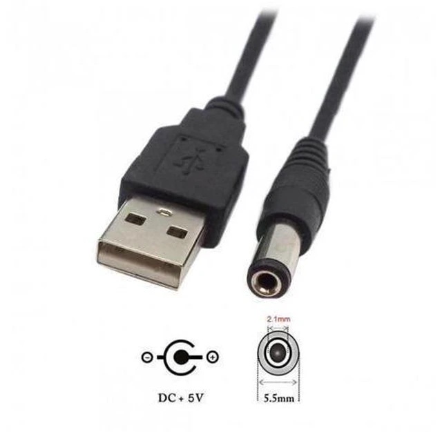 Alt view image 5 of 7 - SM USB 2.0 A Type Male TO 5.5x2.1mm DC Power Plug Barrel Connector 5v Cable 100cm