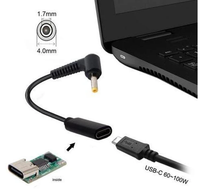 Alt view image 5 of 6 - SM Type C USB-C Female Input to DC 4.0*1.7mm Power PD Charge Cable fit for Laptop 18-20V
