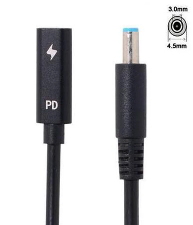 Alt view image 2 of 6 - SM Type C USB-C Female Input to DC 4.5*3.0mm Power PD Charge Cable fit for HP Laptop 18-20V