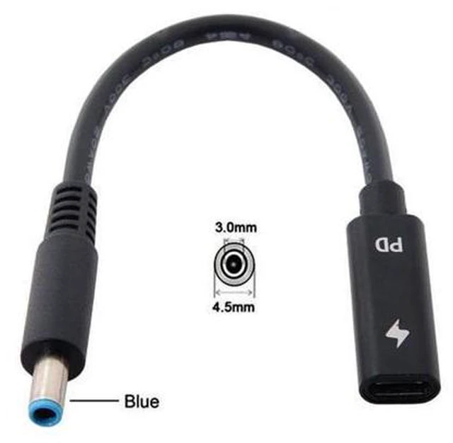 Alt view image 3 of 6 - SM Type C USB-C Female Input to DC 4.5*3.0mm Power PD Charge Cable fit for HP Laptop 18-20V