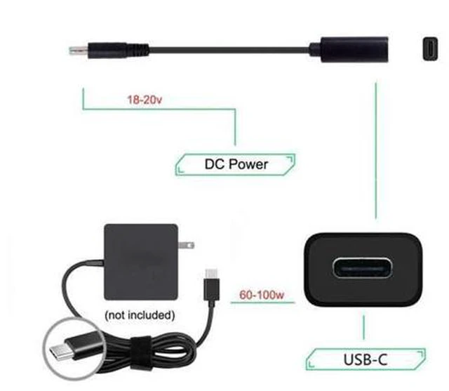 Alt view image 5 of 6 - SM Type C USB-C Female Input to DC 4.5*3.0mm Power PD Charge Cable fit for HP Laptop 18-20V