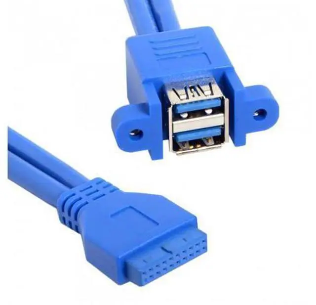 Alt view image 6 of 7 - SM Stackable USB 3.0 Female Panel Type to Motherboard 20Pin Header Cable Dual Ports 50cm