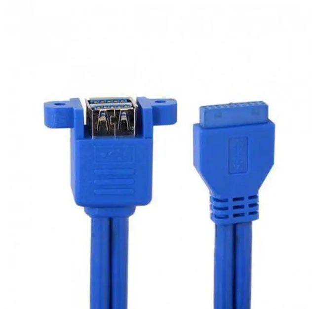 Alt view image 7 of 7 - SM Stackable USB 3.0 Female Panel Type to Motherboard 20Pin Header Cable Dual Ports 50cm