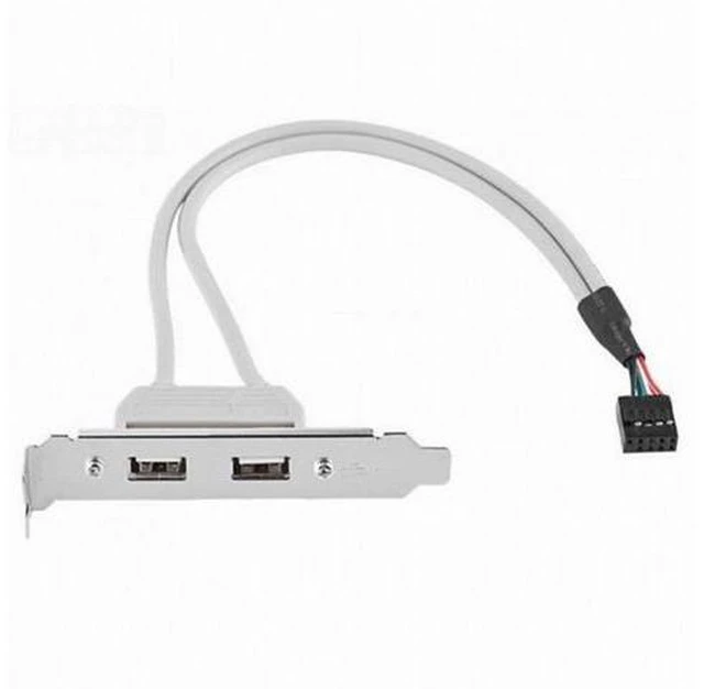 Main image of SM Low Profile 8cm Height USB 2.0 Female Back panel to Motherboard 9pin cable with PCI bracket 30cm