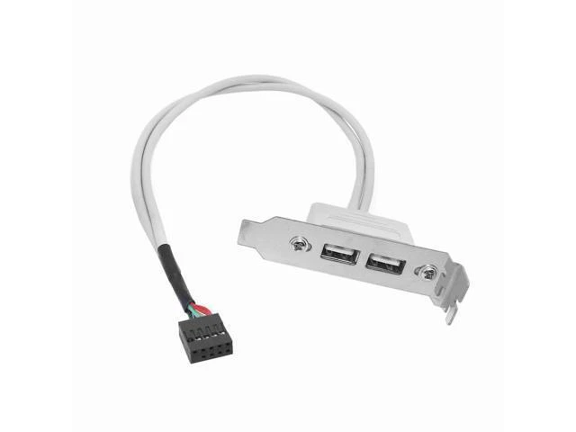 Alt view image 2 of 7 - SM Low Profile 8cm Height USB 2.0 Female Back panel to Motherboard 9pin cable with PCI bracket 30cm