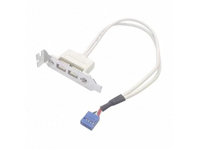 Alt view image 3 of 7 - SM Low Profile 8cm Height USB 2.0 Female Back panel to Motherboard 9pin cable with PCI bracket 30cm
