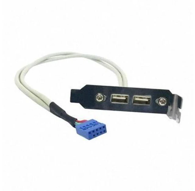 Alt view image 5 of 7 - SM Low Profile 8cm Height USB 2.0 Female Back panel to Motherboard 9pin cable with PCI bracket 30cm