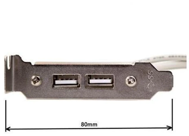 Alt view image 6 of 7 - SM Low Profile 8cm Height USB 2.0 Female Back panel to Motherboard 9pin cable with PCI bracket 30cm