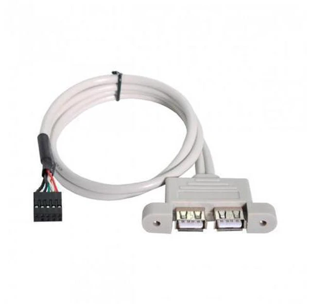 Alt view image 7 of 7 - SM Low Profile 8cm Height USB 2.0 Female Back panel to Motherboard 9pin cable with PCI bracket 30cm