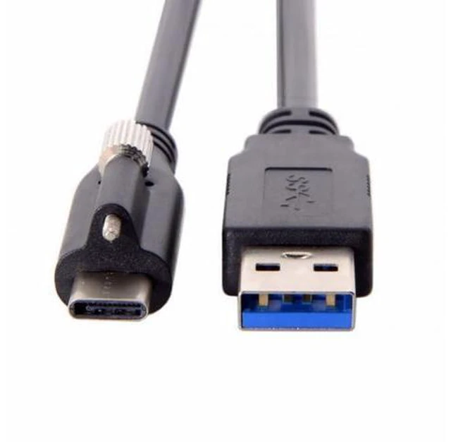 Alt view image 2 of 7 - USB 3.1 Type-C Locking Connector to Standard USB3.0 Data Cable for Camera With Panel Mount Screw (3.0m)
