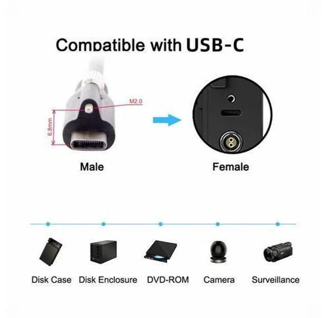 Alt view image 6 of 7 - USB 3.1 Type-C Locking Connector to Standard USB3.0 Data Cable for Camera With Panel Mount Screw (3.0m)