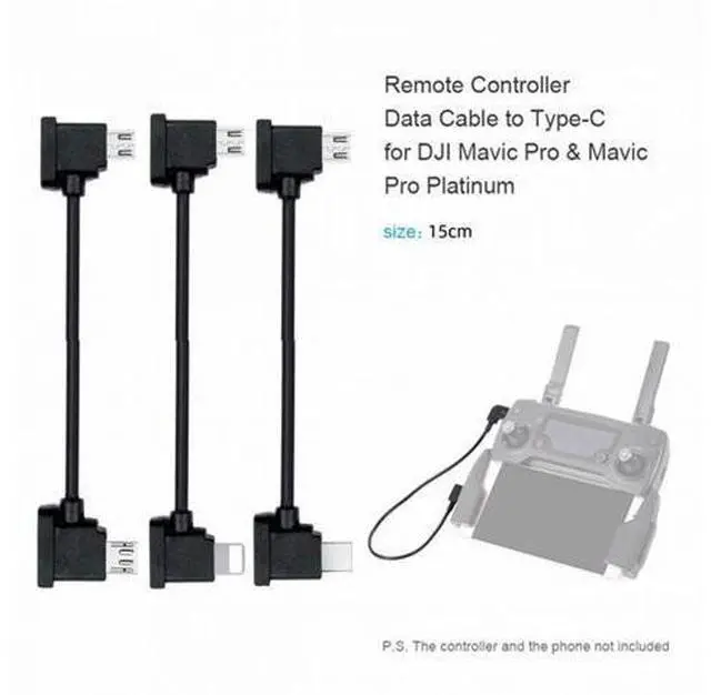 Alt view image 4 of 7 - 3pcs/set Remote Controller Data Cable Type-C Micro 8P to Micro USB for Mavic Pro Platinum Mavic Park RC Accessories