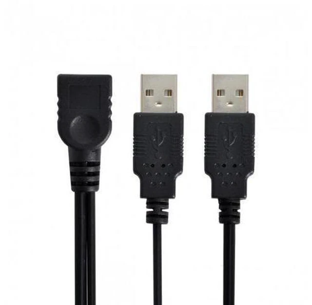 Alt view image 7 of 7 - SM Black USB 2.0 Female A to Dual A Male Extra Power Data Y Extension Cable for 2.5" Mobile Hard Disk