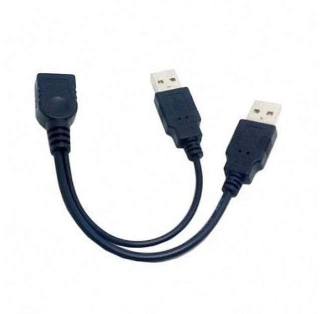 Alt view image 4 of 7 - SM Black USB 2.0 Female A to Dual A Male Extra Power Data Y Extension Cable for 2.5" Mobile Hard Disk