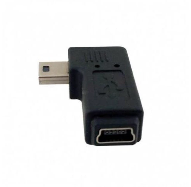 Alt view image 7 of 7 - SM Mini USB 2.0 5P Male to Female M to F Extension Adapter 90 Degree Left Angled