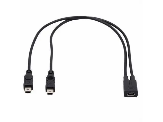 Alt view image 2 of 7 - Mini USB 2.0 Female DC 5V to Dual Mini USB 5Pin Male Splitter Extension Charge Cable