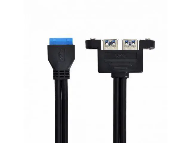 Alt view image 2 of 7 - Dual Port USB 3.0 Female Type-A Panel Type to Motherboard 20Pin Header Cable 50cm