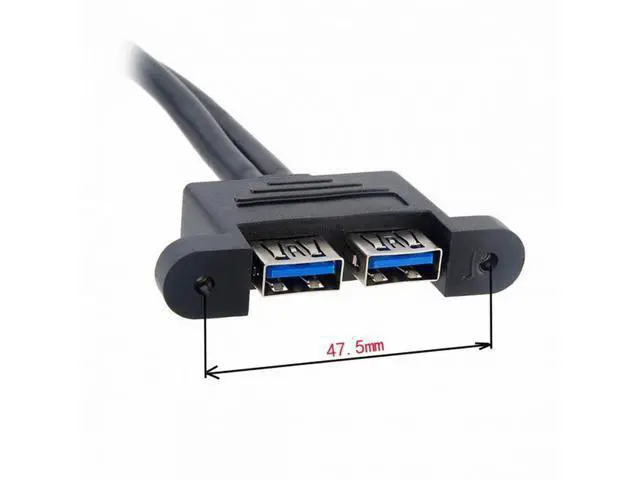 Alt view image 3 of 7 - Dual Port USB 3.0 Female Type-A Panel Type to Motherboard 20Pin Header Cable 50cm