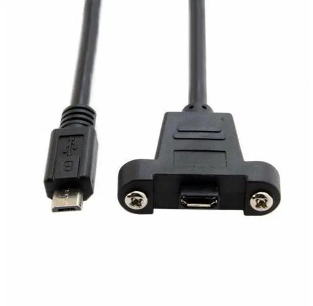 Main image of Micro USB 5Pin Male to Female Extension Panel Mount Type-Cable with Screws 50cm