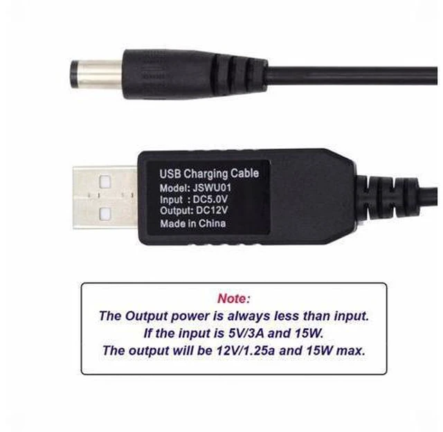 Alt view image 5 of 7 - USB 2.0 Type-A DC5V to DC12V 5.5x2.1mm 5.5x2.5mm Voltage Riser Boost Power Plug Barrel Connector Cable 100cm