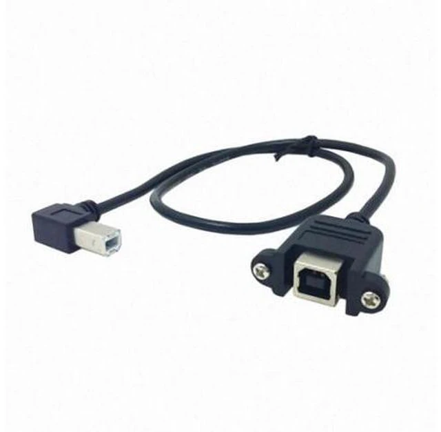 Alt view image 2 of 7 - 90 Degree Left Angled USB B Type Male to Female extension cable with screws for Panel Mount 50cm