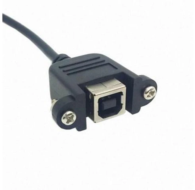 Alt view image 3 of 7 - 90 Degree Left Angled USB B Type Male to Female extension cable with screws for Panel Mount 50cm