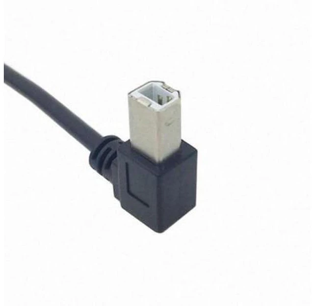 Alt view image 4 of 7 - 90 Degree Left Angled USB B Type Male to Female extension cable with screws for Panel Mount 50cm