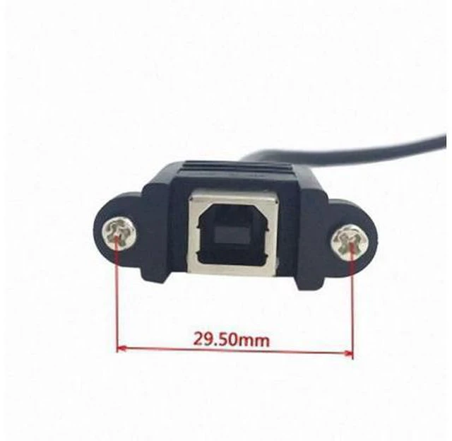 Alt view image 5 of 7 - 90 Degree Left Angled USB B Type Male to Female extension cable with screws for Panel Mount 50cm