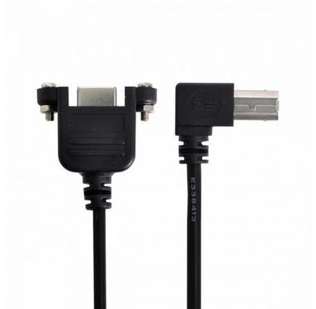 Alt view image 7 of 7 - 90 Degree Left Angled USB B Type Male to Female extension cable with screws for Panel Mount 50cm