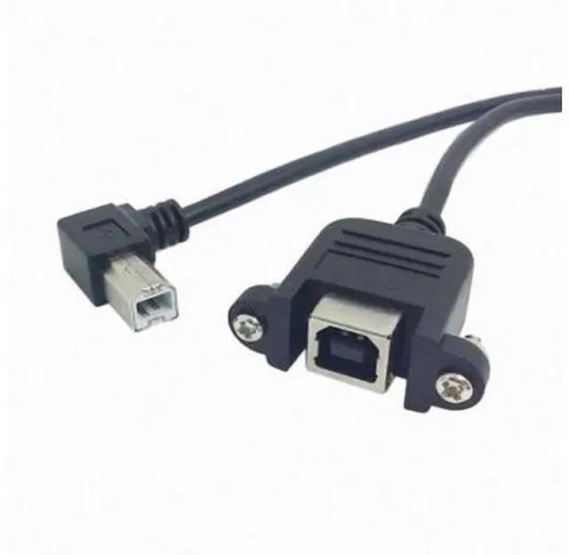 Main image of 90 Degree Right Angled USB B Type Male to Female extension cable with screws for Panel Mount