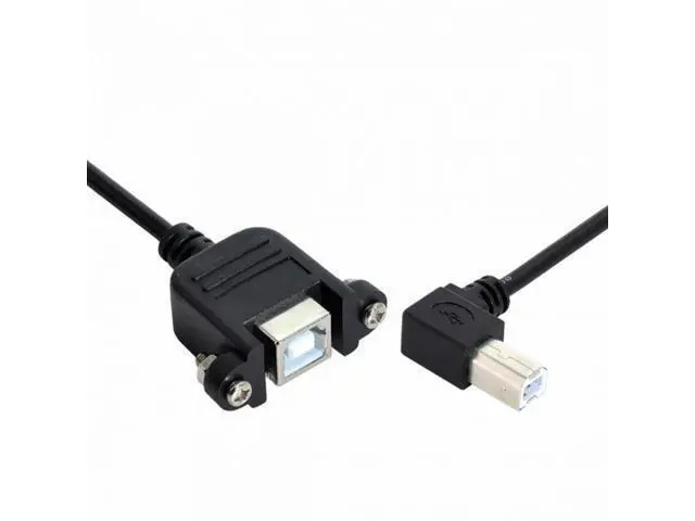 Alt view image 6 of 7 - 90 Degree Right Angled USB B Type Male to Female extension cable with screws for Panel Mount