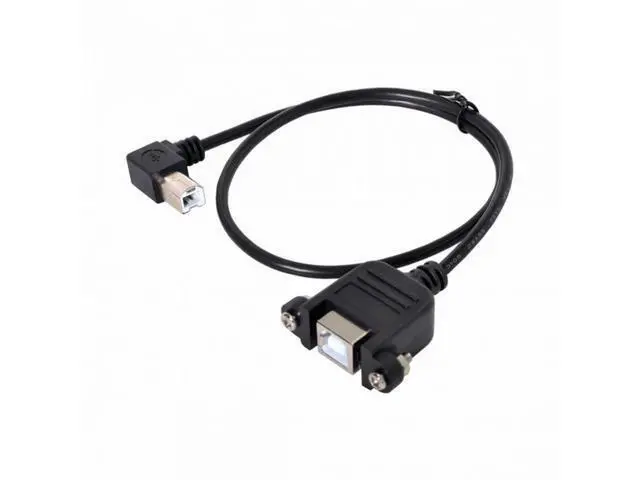 Alt view image 7 of 7 - 90 Degree Right Angled USB B Type Male to Female extension cable with screws for Panel Mount