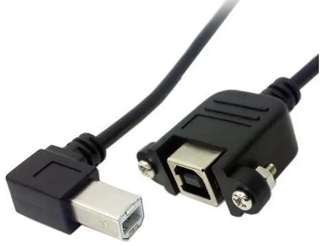 Main image of 90 Degree Left Angled USB B Type Male to Female extension cable with screws for Panel Mount 50cm U2-132-LE