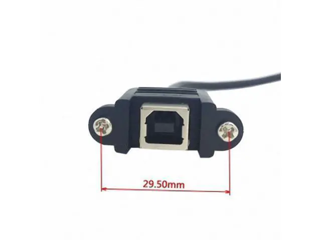 Alt view image 5 of 6 - 90 Degree Left Angled USB B Type Male to Female extension cable with screws for Panel Mount 50cm U2-132-LE