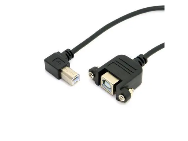 Alt view image 3 of 7 - SM Right angled USB B Male to Female extension cable with screws for Panel Mount 1m