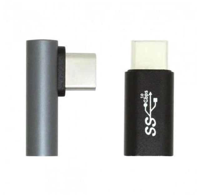 Alt view image 3 of 7 - SM 2pcs/lot Low Profile Angled & Straight USB 3.1 Type C Male to USB-C Female Power Data 10Gbps Adapter for NS Switch & Phone