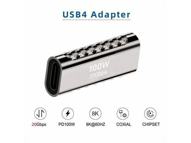 Alt view image 3 of 7 - USB4 Type-C Female to Female 100W Power 20Gbps Data 8K Video Extender Adapter for NS Phone Laptop
