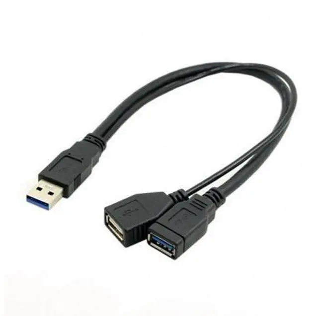 Main image of HKCY U3-041 Black USB 3.0 Male to Dual USB Female Extra Power Data Y Extension Cable for 2.5" Mobile Hard Disk