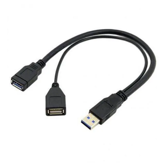 Alt view image 4 of 5 - HKCY U3-041 Black USB 3.0 Male to Dual USB Female Extra Power Data Y Extension Cable for 2.5" Mobile Hard Disk