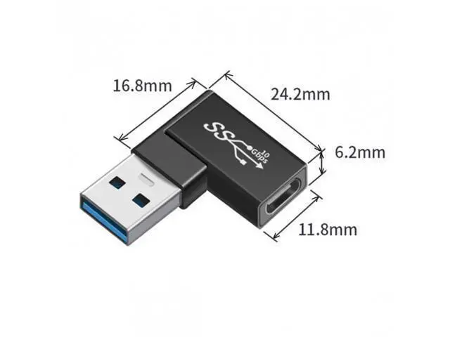 Alt view image 7 of 7 - SM 3pcs/lot Angled 90 Degree USB 3.1 Type C Male Female to USB3.0 Type A Female OTG Data 10Gbps Adapter