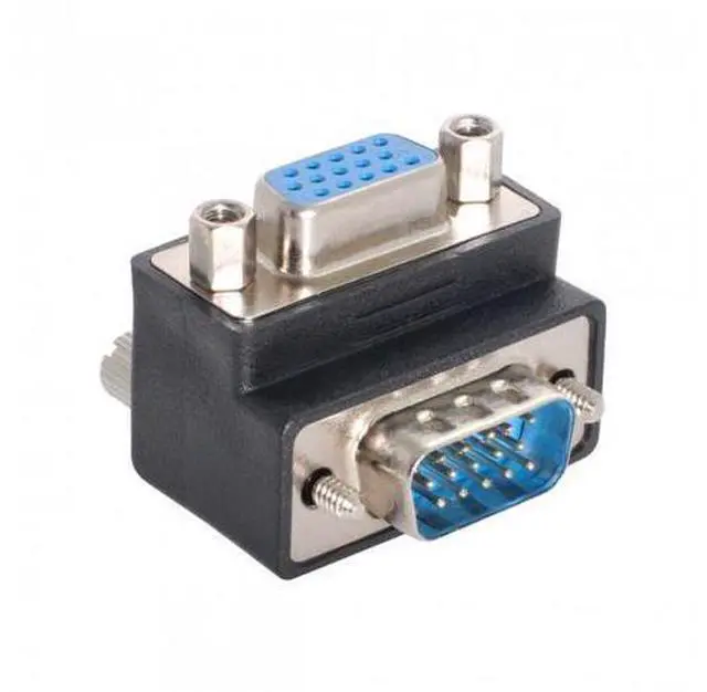 Alt view image 7 of 7 - SM 90 Degree Up Angled VGA SVGA Male To Female Extension Adapter for Monitor & Projector