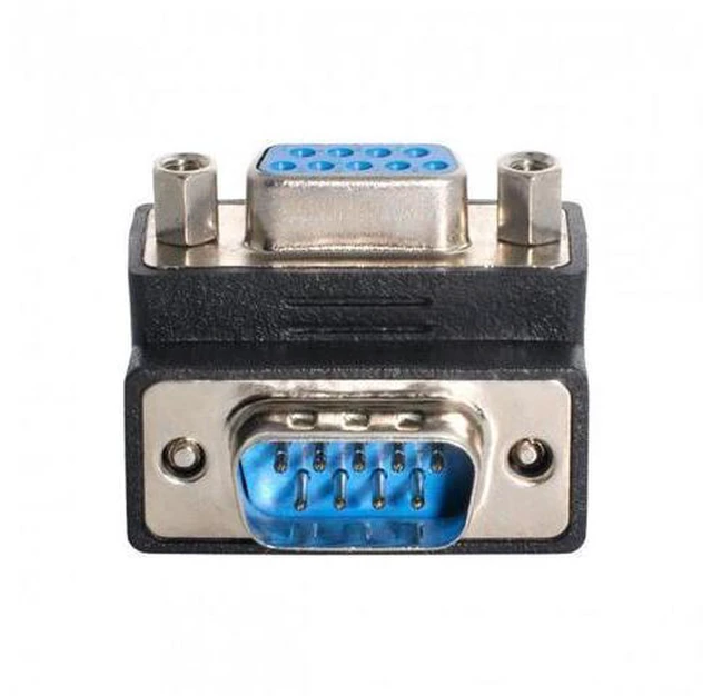 Alt view image 4 of 7 - SM Up Angled 270 degree RS232 D-Sub 9Pin Male screw type To Female Nut type extension Adapter