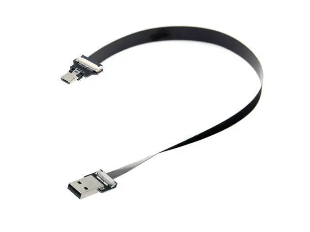 Alt view image 3 of 7 - 0.5M USB 2.0 Type-A Male to Micro USB 5Pin Male Data Flat Slim FPC Cable for FPV & Disk & Phone