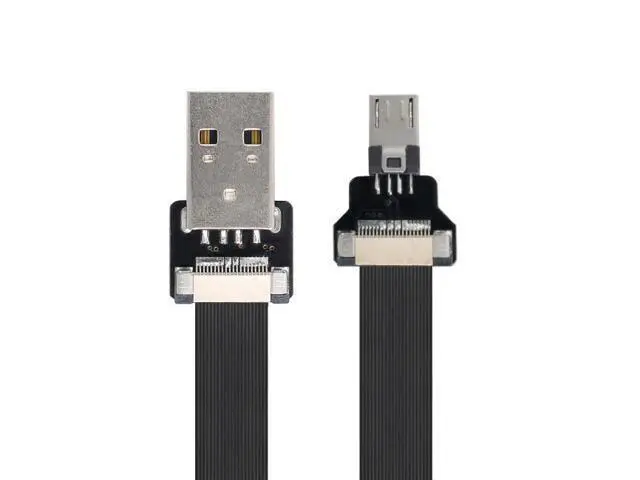 Alt view image 4 of 7 - 0.5M USB 2.0 Type-A Male to Micro USB 5Pin Male Data Flat Slim FPC Cable for FPV & Disk & Phone
