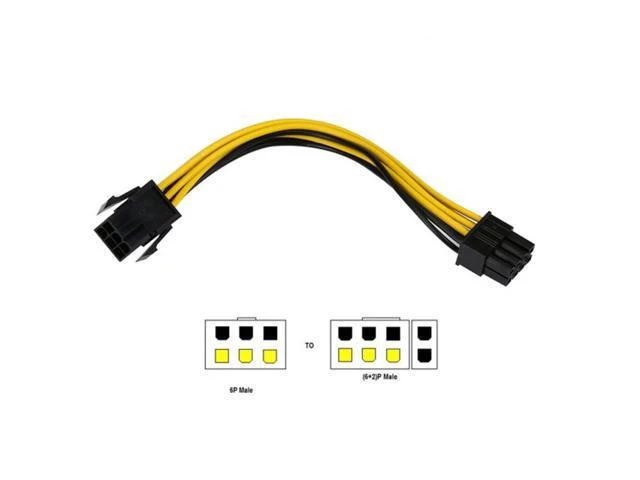 Alt view image 5 of 6 - PCI-E PCI Express 6 Pin Male to 8 Pin Female Video Card Extension Power Cable SA-140