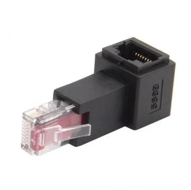Main image of SM Left Angled 90 Degree 8P8C FTP STP UTP Cat 5e Male to Female Lan Ethernet Network Extension Adapter